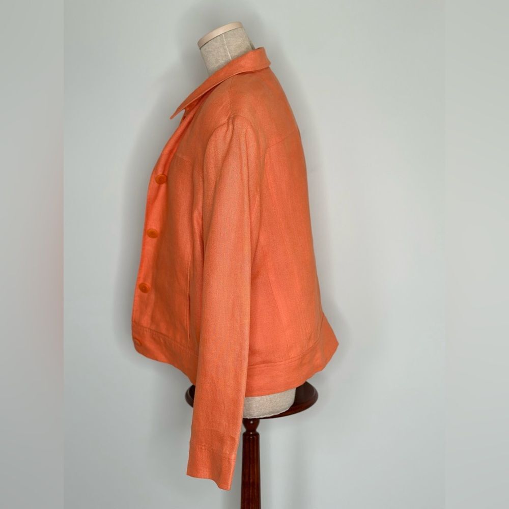 Talbots Women's Irish Linen Button Front Blazer Jacket Orange Size 14 - Picture 3 of 7